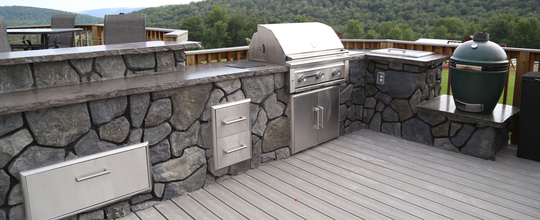 masonry stone deck top outdoor kitchen